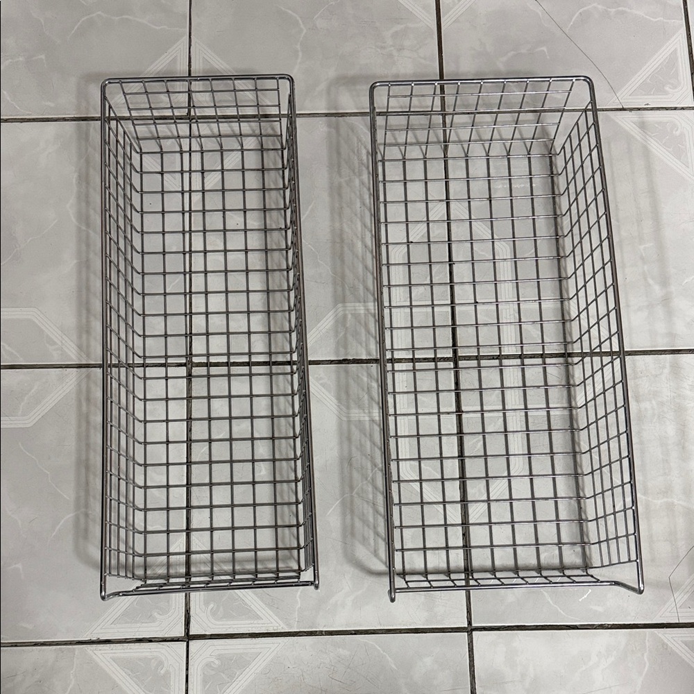 Metal Wire Storage Baskets - Set of 2, Silver